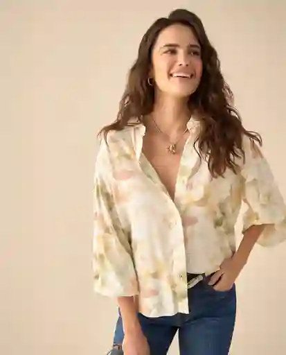 Camisa Amarillo Seda Claro Talla XL 611G005 Esprit