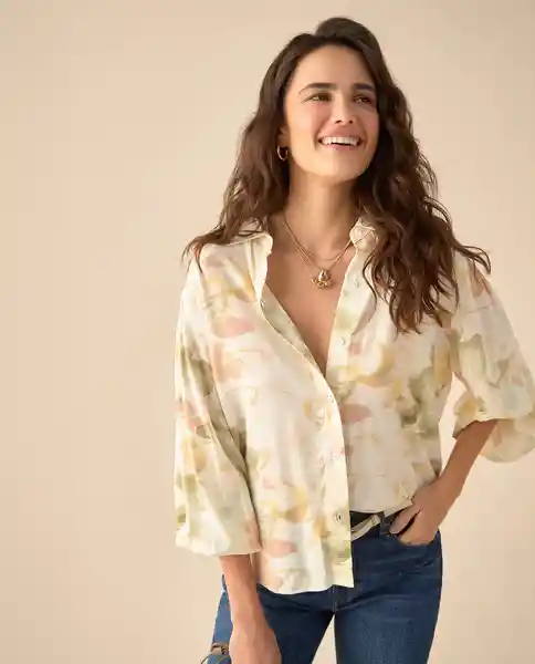 Camisa Amarillo Seda Claro Talla XL 611G005 Esprit