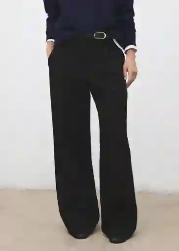 Pantalón Cinta Negro Talla 42 Mujer Mango