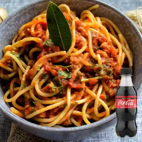 Combo Pasta Boloñesa Vegana + Coca-Cola Cero 250 ml 