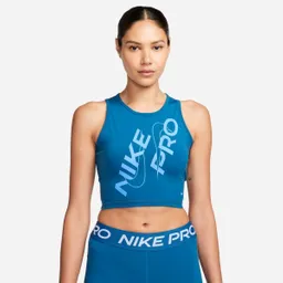 Nike Polera W Crop Tank Grx Azul Para Mujer Talla L