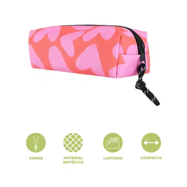 Cartuchera Estampado de Corazón Serie Black & White Rosa Miniso