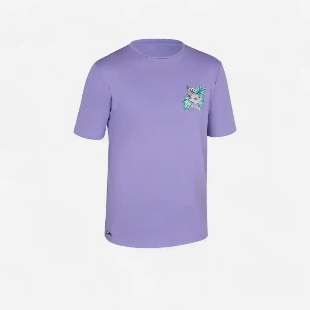 Camiseta de Protección Solar Uv Manga Corta de Surf Para Niños 100 - Lila