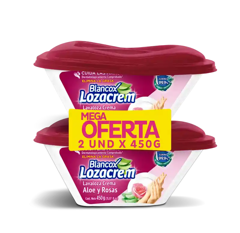 Loza Crem Lava Loza Blancox en Crema con Aloe Vera y Aroma a Rosas
