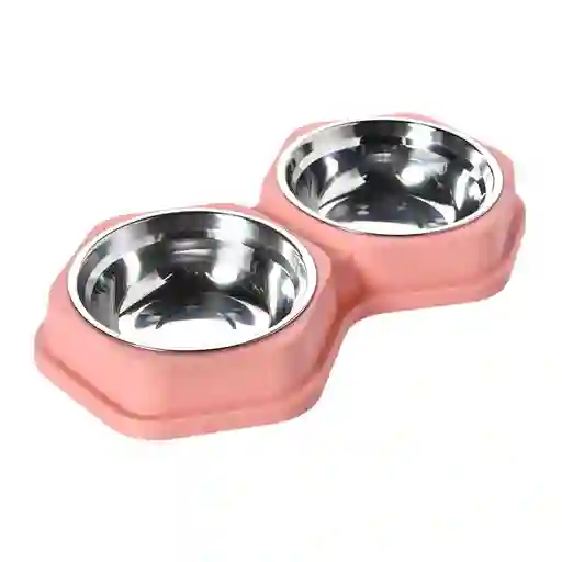 Plato Acero Doble Rosa