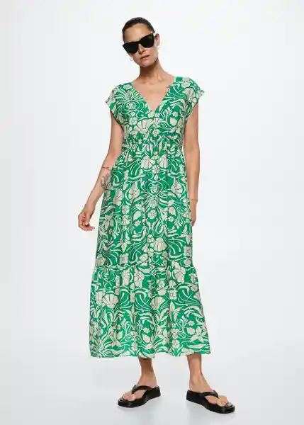 Vestido Fiore Verde Talla 28 Mujer Mango