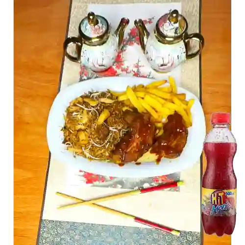 Combo Personal Costillas de Cerdo Bbq +Hit Mora 500ml