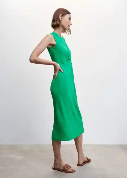 Vestido Nudo-H Verde Talla S Mujer Mango