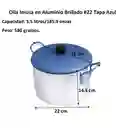 Imusa Olla Aluminio Alta Tapa Azul 5.5 L 22 cm