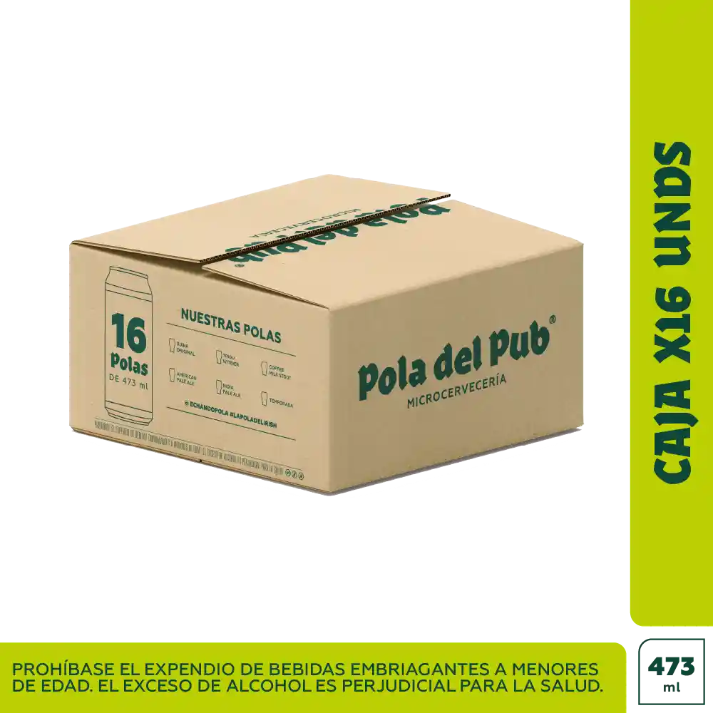 Pola del Pub Caja cerveza Rubia Original x 16 Und de 473 ml