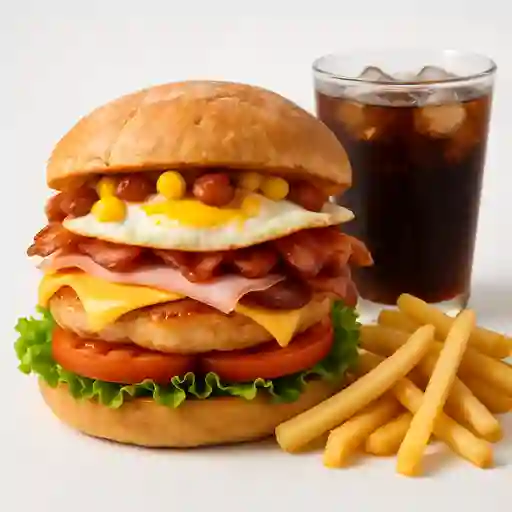 Hamburguesa Premium Pollo en Combo.