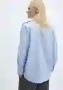 Camisa Mateos Azul Talla L Mujer Mango