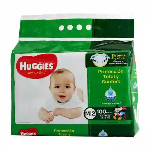 Huggies Pañal Active Sec Etapa 2/M 100 Und