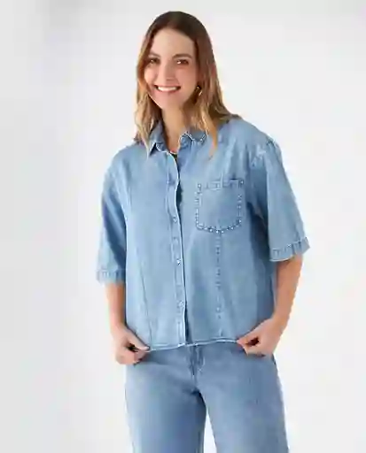 Camisa Azul Rivera Medio Talla M 619F016 Esprit