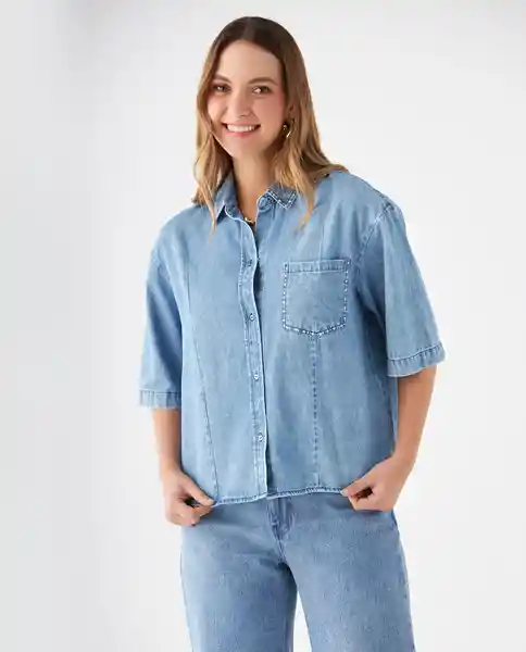 Camisa Azul Rivera Medio Talla M 619F016 Esprit
