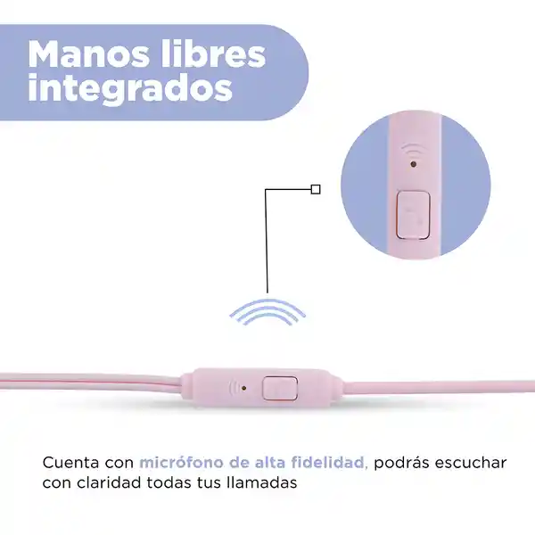 Audífonos Con Cable de Media Rosa Modelo W001031 Miniso