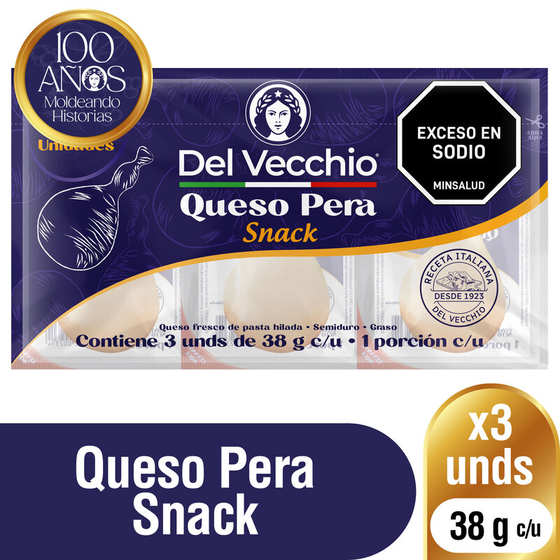 Del Vecchio Queso Pera 38 g x 3 Und
