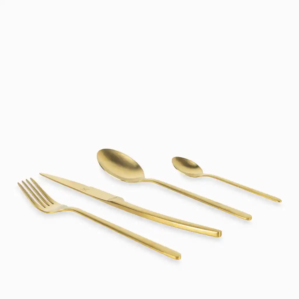 Set de Cubierto Line Dorado Mate Ambiente Gourmet