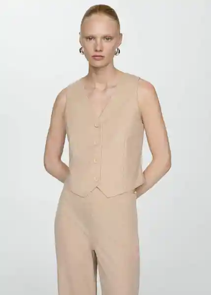 Chaleco Peach Beige Talla L Mujer Mango