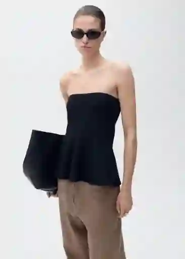 Pantalón Vermut Topo Talla 38 Mujer Mango