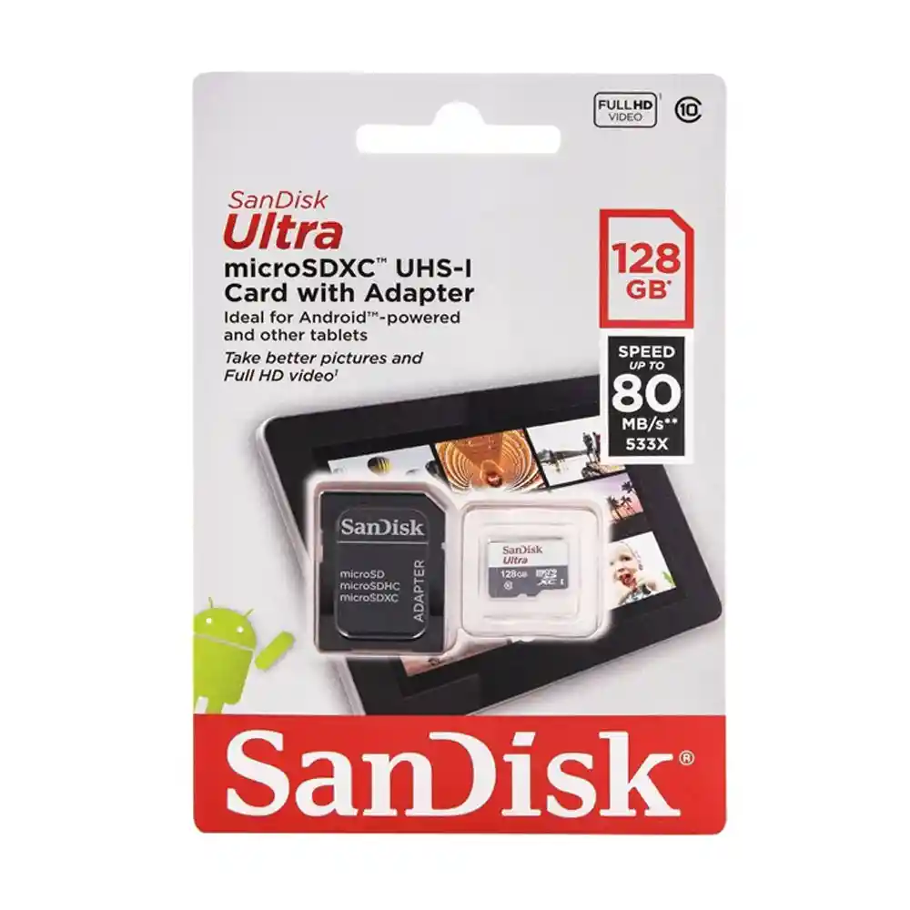 Sandisk Memoria Micro SD con Adaptador 128 Gb Original