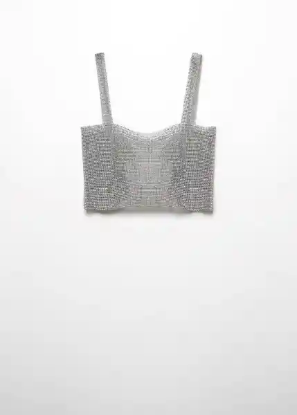 Top Graya Plata Talla M Mujer Mango