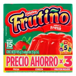 Frutiño Pack de Gelatina en Polvo Sabor a Fresa Cereza y Frutos Rojos