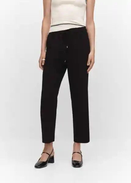 Pantalón Fluido Negro Talla 25 Mujer Mango