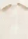 Camiseta Polo Pointele Offwhite Talla M Hombre Mango