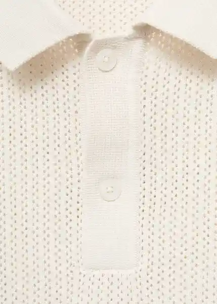 Camiseta Polo Pointele Offwhite Talla M Hombre Mango