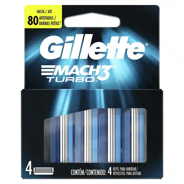 Repuestos de Afeitar Gillette Mach3 Turbo 4 uds