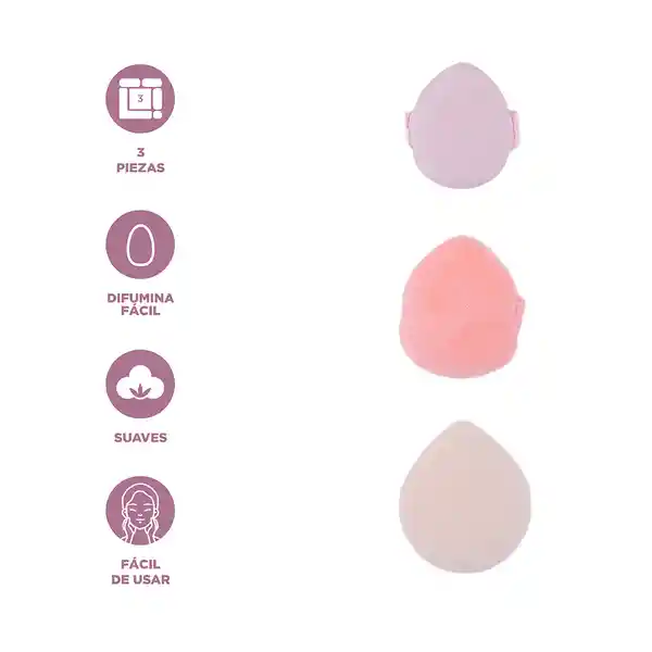 Esponja Mini de Maquillaje Serie Rosa Miniso