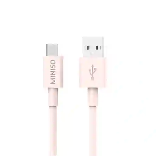 Miniso Cable de Datos Android Tpe Flexible 2.4A 1 m Mediano Rosa