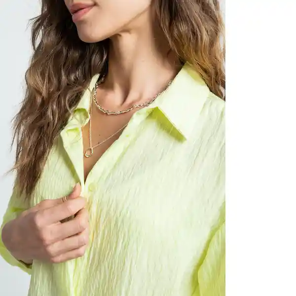 Camisa Punky Mujer Amarillo Risueno Claro Talla L Naf Naf