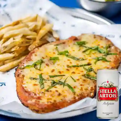 Combo milanesa margarita + stella artois