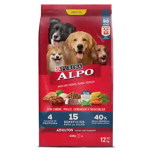 Comida para perros Alpo Adultos con carne,pollo,cereales y vegetales x 12kg