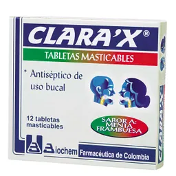 Clara'x Tableta Masticable con Sabor a Menta y Frambuesa