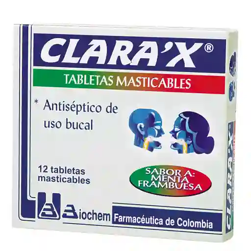 Clara'x Tableta Masticable con Sabor a Menta y Frambuesa