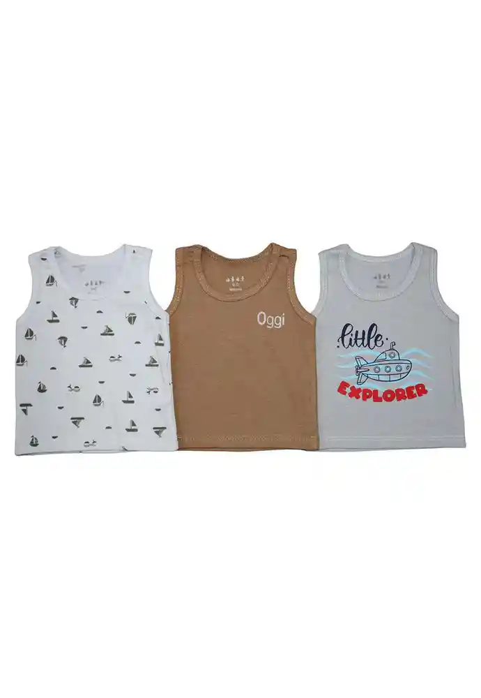 Set X 3 Camisillas Rib Bebe 3-6-gris