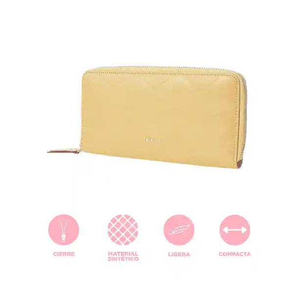 Cartera Para Mujer Larga de Rombos en Relieve Amarillo Miniso