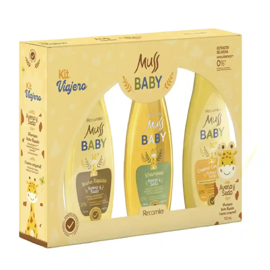Kit Viajero Muss Baby Shampoo + Bano Liquido + Crema Corporal