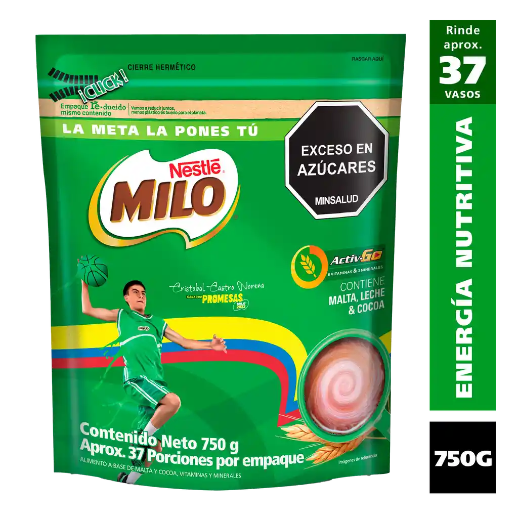 Bebida achocolatada con malta MILO ACTIV-GO x 750g