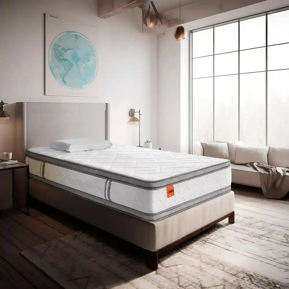 Colchón + Almohada Romance Relax Semidoble (120 X 190 Cm) Power Platinium Esencial Espumado Firme