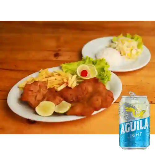 Combo Media Chuleta de Cerdo, O Pollo + Aguila Ligh