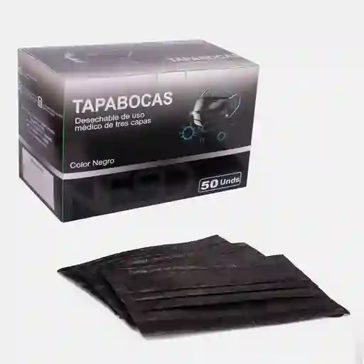 Nesd Tapabocas Desechables Color Negro 