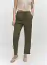 Pantalón Fluido Khaki Talla L Mujer Mango