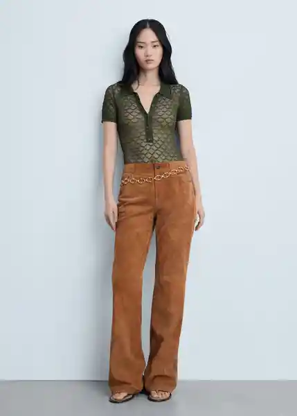 Pantalón Brooke Camel Talla 36 Mujer Mango