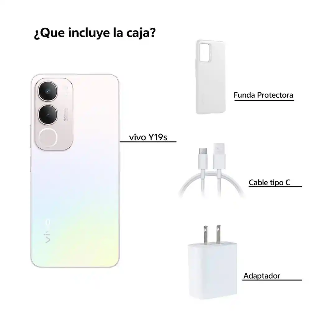 Celular Vivo Y19s 256 Gb 256 Gb 6 Gb Ram Plata Funda Protectora Cable Tipo C Adaptador