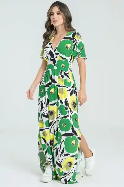 Vestido Flowy Color Verde Pasto Talla M Ragged