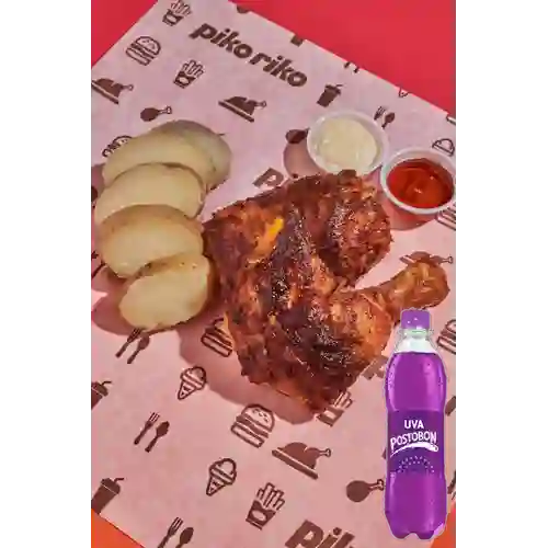 Combo Pollo Asado 2 Presas + Postobon Uva 400 ml